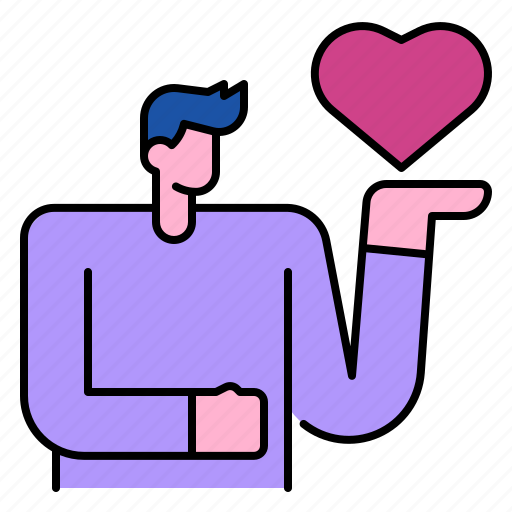 Valentine, love, gift, heart, avatar, send, man icon - Download on Iconfinder