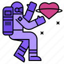 astronaut, romantic, space, love, heart, galaxy, star 