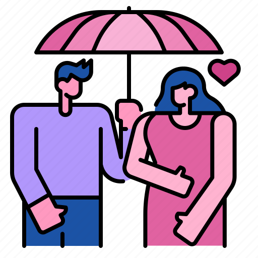 Umbrella, romantic, rain, women, love, heart, couple icon - Download on Iconfinder