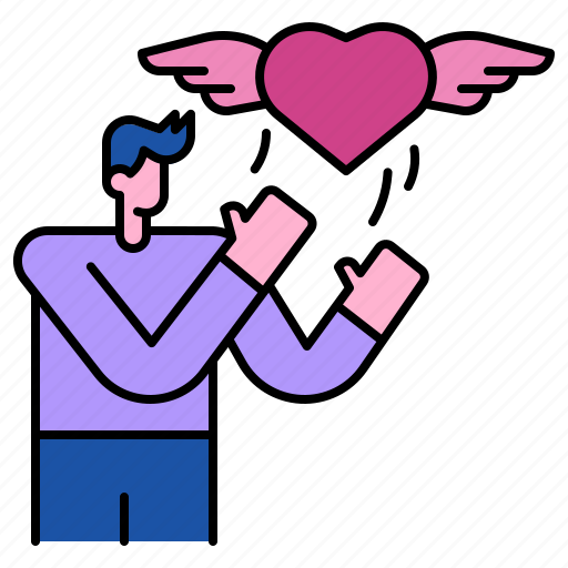 Feeling, wing, romantic, valentine, love, heart, man icon - Download on Iconfinder
