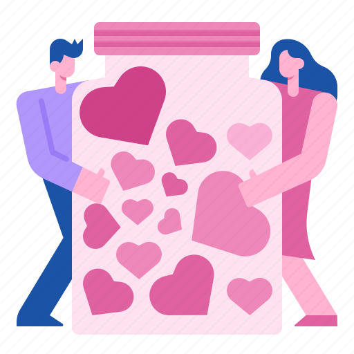Decoration, heart, valentine, jar, women, love, man icon - Download on Iconfinder