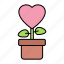 love, heart, pot, plant 