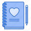 diary, love, heart, notebook 