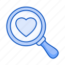 magnifying, glass, find, love, heart