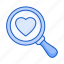 magnifying, glass, find, love, heart 
