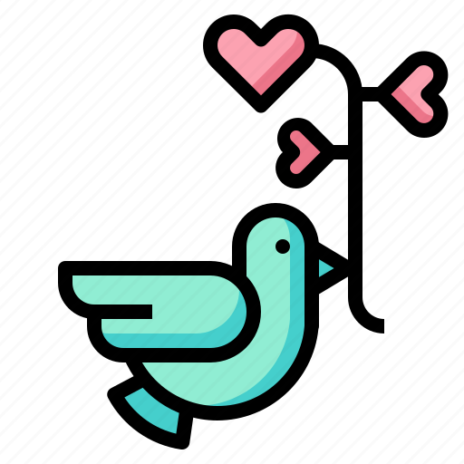 Bird, heart, love, peace, wedding, romance, pigeon icon - Download on Iconfinder