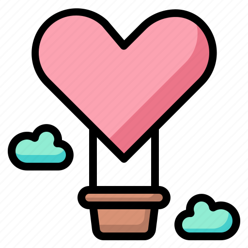 Hot, air, balloon, love, heart, romance, valentines icon - Download on Iconfinder