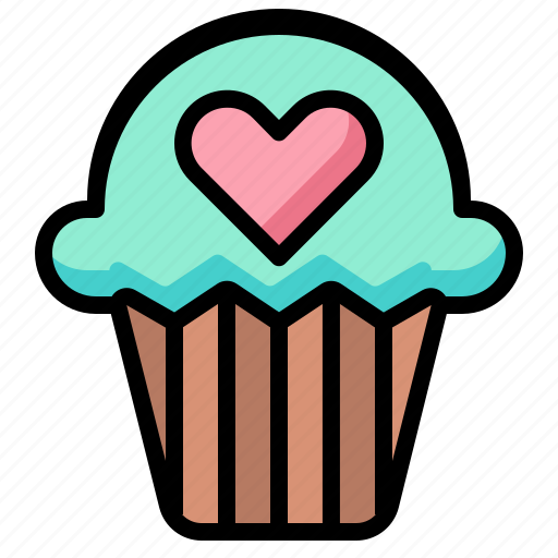 Sweet, bakery, dessert, food, cupcake, heart, love icon - Download on Iconfinder
