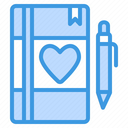 Diary, notebook, book, pen, love, romance, valentine icon - Download on Iconfinder