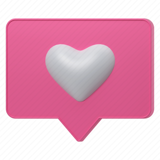 Chat bubble, love message, speech bubble, heart, love chat, like 3D illustration - Download on Iconfinder