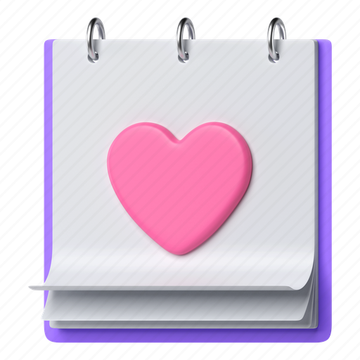 Love calendar, valentines day, wedding day, calendar, love, heart 3D illustration - Download on Iconfinder
