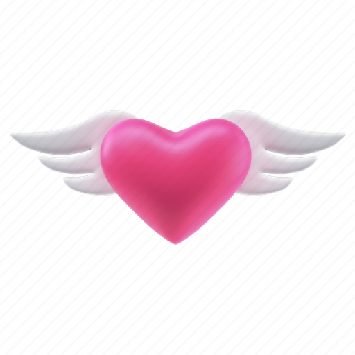Heart wings, romantic, valentines day, love, angel heart, flying heart 3D illustration - Download on Iconfinder