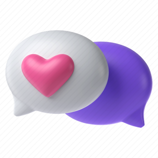 Chat bubble, love message, speech bubble, heart, love chat, romantic 3D illustration - Download on Iconfinder