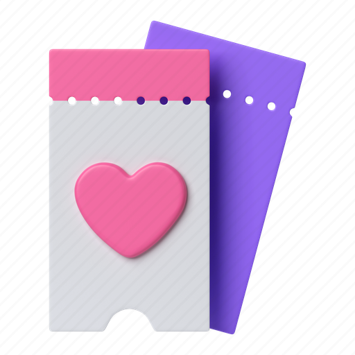 Love ticket, valentines day, romance, honeymoon, movie ticket, coupon 3D illustration - Download on Iconfinder