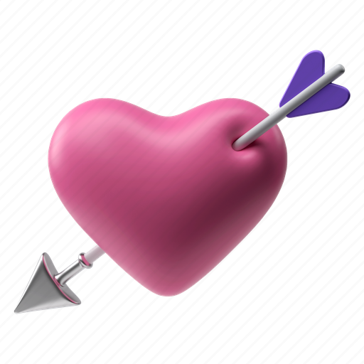 Heart, heart and arrow, love, cupid heart, falling in love, valentines 3D illustration - Download on Iconfinder