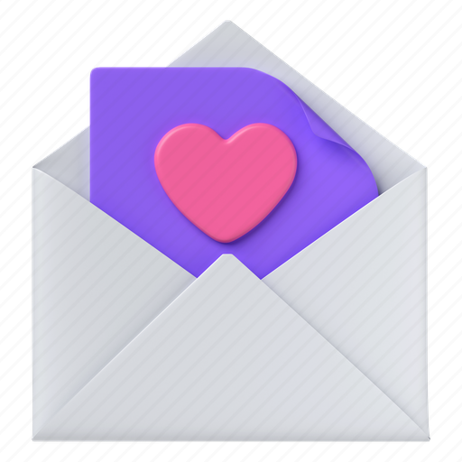 Love message, love letter, envelope, valentine, greeting card, valentine card 3D illustration - Download on Iconfinder