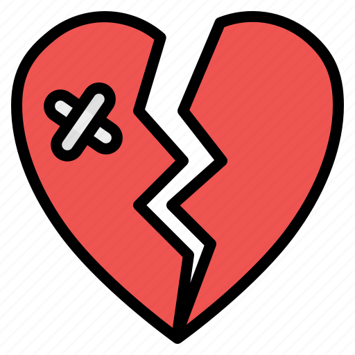 Broken, heart, heartbreak, love, break, up, romantic icon - Download on Iconfinder