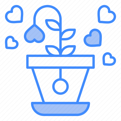 Flower, pot, grow, heart, love, romance, miscellaneous icon - Download on Iconfinder
