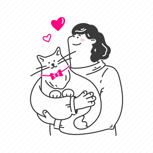 Cuddles, beloved, cat, love, romantic couple, pet, emoji illustration - Download on Iconfinder