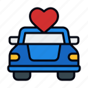 wedding, wedding car, just married, heart, marriage, love and romance, transportation, love, valentine