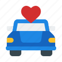 car, wedding car, just married, heart, marriage, love and romance, transportation, love, valentine