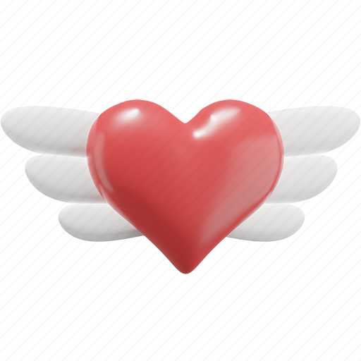 Heart, wings, valentine, love 3D illustration - Download on Iconfinder