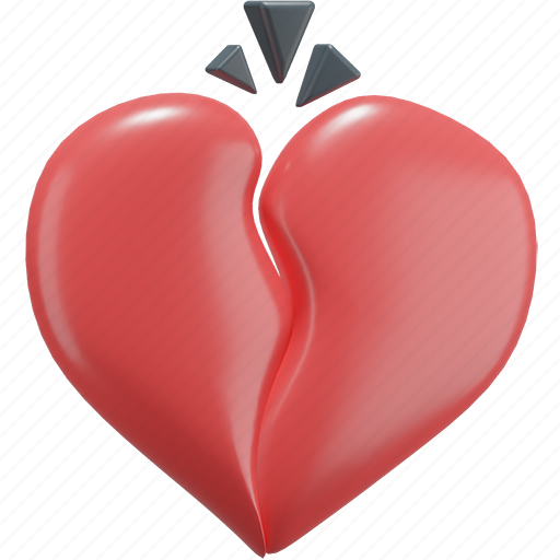 Hear break, love, sad, valentine 3D illustration - Download on Iconfinder