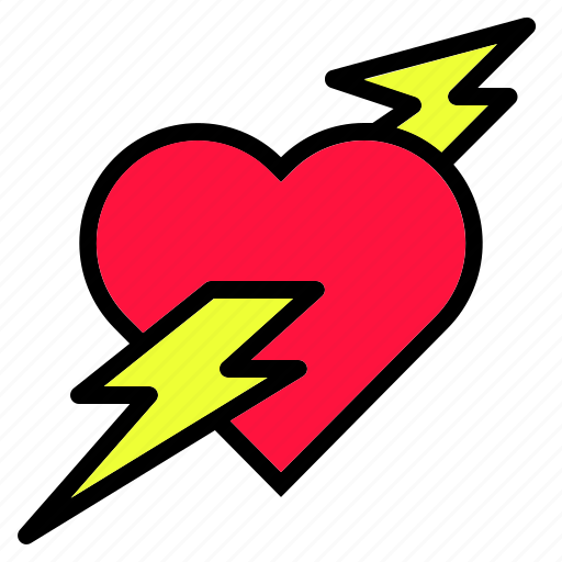 Heart, interface, like, love, red, shape, thunder icon - Download on Iconfinder