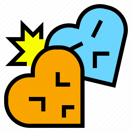 Angry, blue, couple, fight, heart, love, orange icon - Download on Iconfinder
