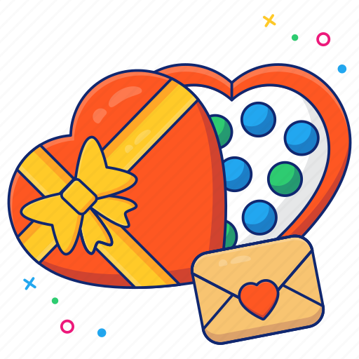 Chocolate box, candy box, choco box, wrapped box, heart box icon - Download on Iconfinder