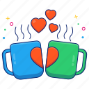 dating coffee, love tea, teacups, tea mugs, beverage