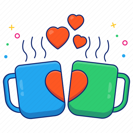 Dating coffee, love tea, teacups, tea mugs, beverage icon - Download on Iconfinder