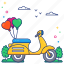 decorative scooter, decorative bike, motorcycle, motorbike, transport 