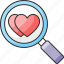 matchmaker, heart, magnifying glass 