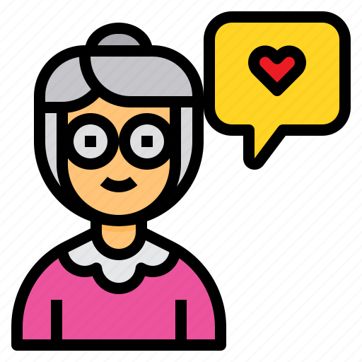 Grandmother, old, woman, message, love icon - Download on Iconfinder