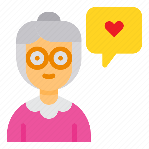 Grandmother, old, woman, message, love icon - Download on Iconfinder