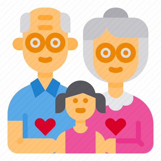 Grandparents, family, couple, girl, granddaughter icon - Download on Iconfinder