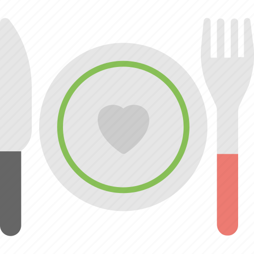 Food love symbol, heart dinner, plate with heart, romantic dinner, valentine’s day dinner icon - Download on Iconfinder