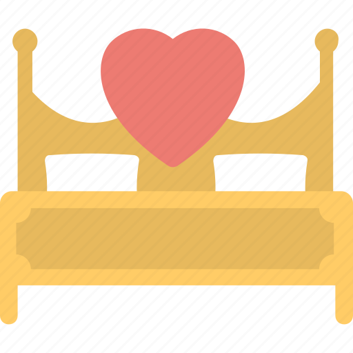 Bed with heart sign, couple bedroom, love bedroom, love concepts, valentines decor icon - Download on Iconfinder