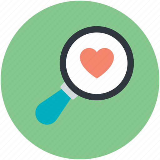 Exploring love, find partner, heart, magnifier, searching love icon - Download on Iconfinder
