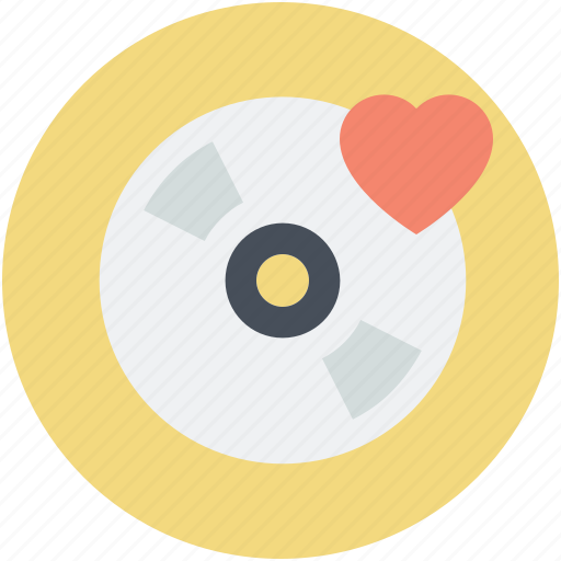 Cd, dvd, heart, romantic music, romantic songs icon - Download on Iconfinder