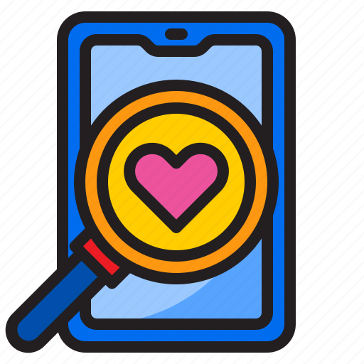 Search, smartphone, love, magnify, glass, heart icon - Download on Iconfinder