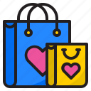 shopping, bag, heart, love, valentine