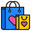 shopping, bag, heart, love, valentine 