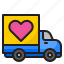 truck, delivery, love, heart, romance 