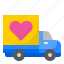 truck, delivery, love, heart, romance 