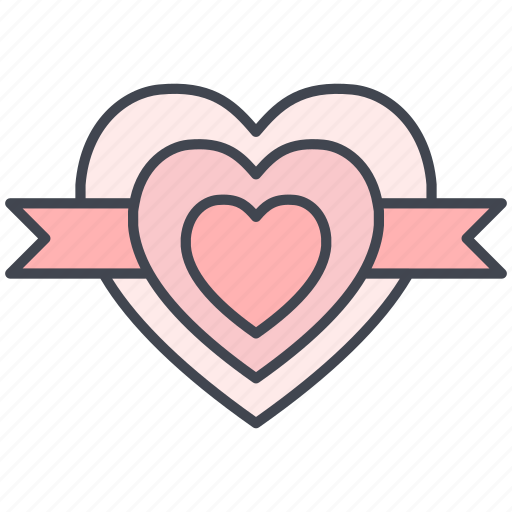 Hearts, love, lovely, ribbon, valentine, valentine's day icon - Download on Iconfinder