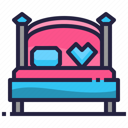Bed, heart, lover, room, valentine icon - Download on Iconfinder
