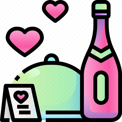 Dinner, heart, romantic, wine, alcohol, food icon - Download on Iconfinder