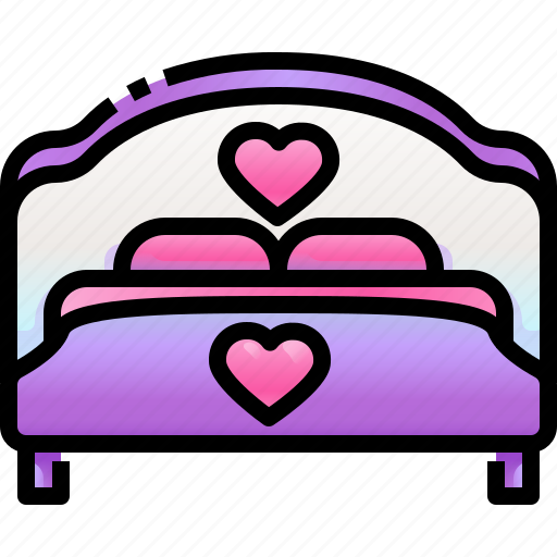 Bed, honeymoon, bedroom, love, romance icon - Download on Iconfinder
